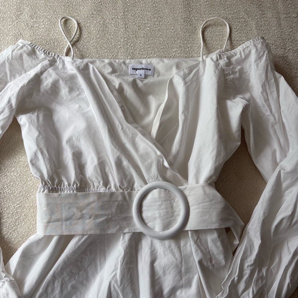 Superdown White Wrap Dress with Belt
